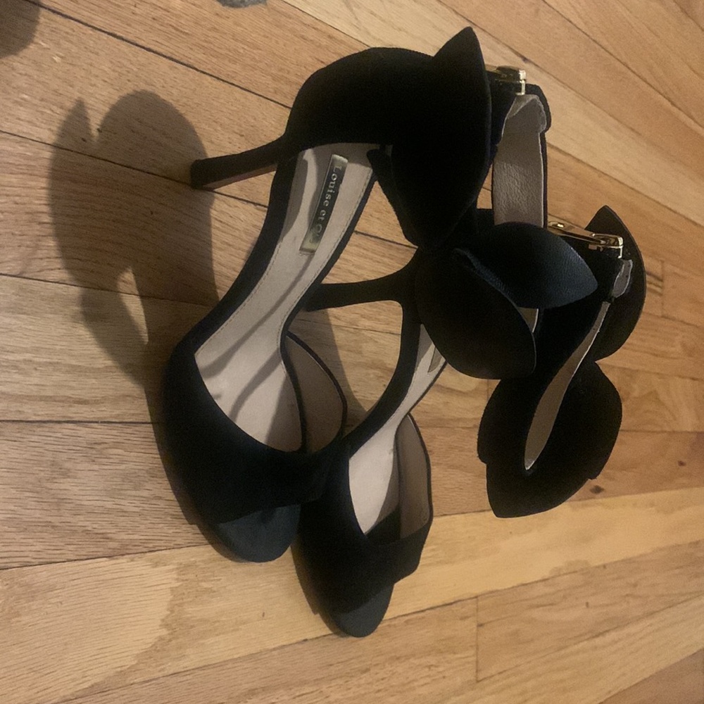 Louise te Cie , Black heels with bow ankle strap.